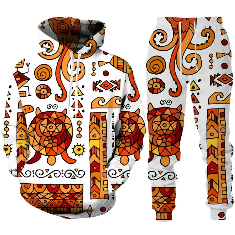 Conjunto de Moletom Esportivo Unissex - P ao Plus Size - Estampa Étnica 👑