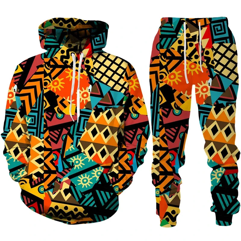 Conjunto de Moletom Esportivo Unissex - P ao Plus Size - Estampa Étnica 👑