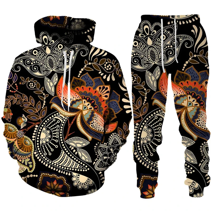 Conjunto de Moletom Esportivo Unissex - P ao Plus Size - Estampa Étnica 👑