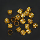 Anéis para Tranças e Dreads - Dourado com Strass - Pacote c/ 50 peças