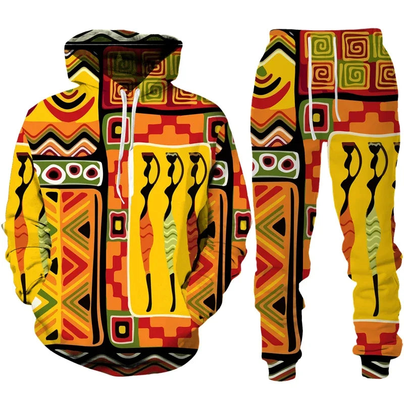 Conjunto de Moletom Esportivo Unissex - P ao Plus Size - Estampa Étnica 👑