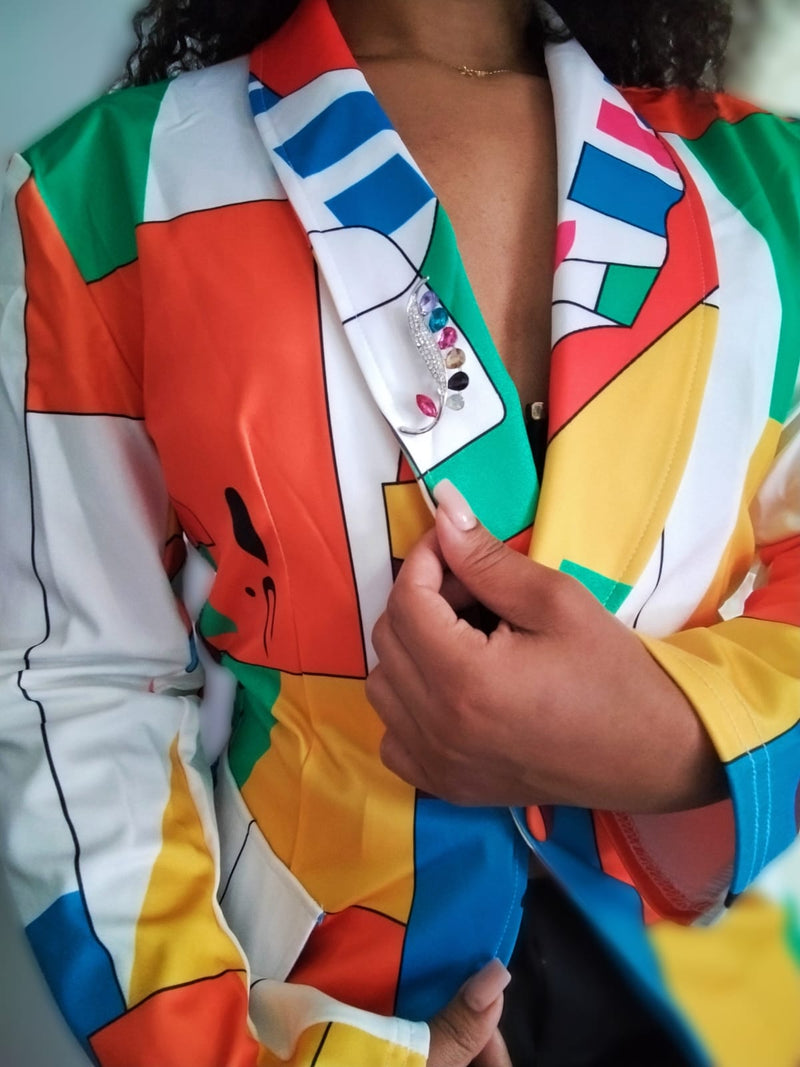 Blazer Estampado - Encanto Aurora🧚🏽‍♀️✨🎨 (Forro duplo e broche)